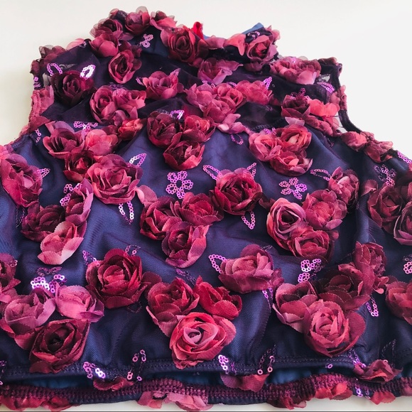 Weissman Floral Sequin Crop Top L - Picture 3 of 5